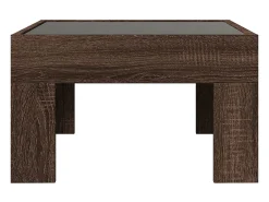 Mesa centro luzes LED Infinity 50x50x30 cm carvalho castanho