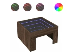 Mesa centro luzes LED Infinity 50x50x30 cm carvalho castanho