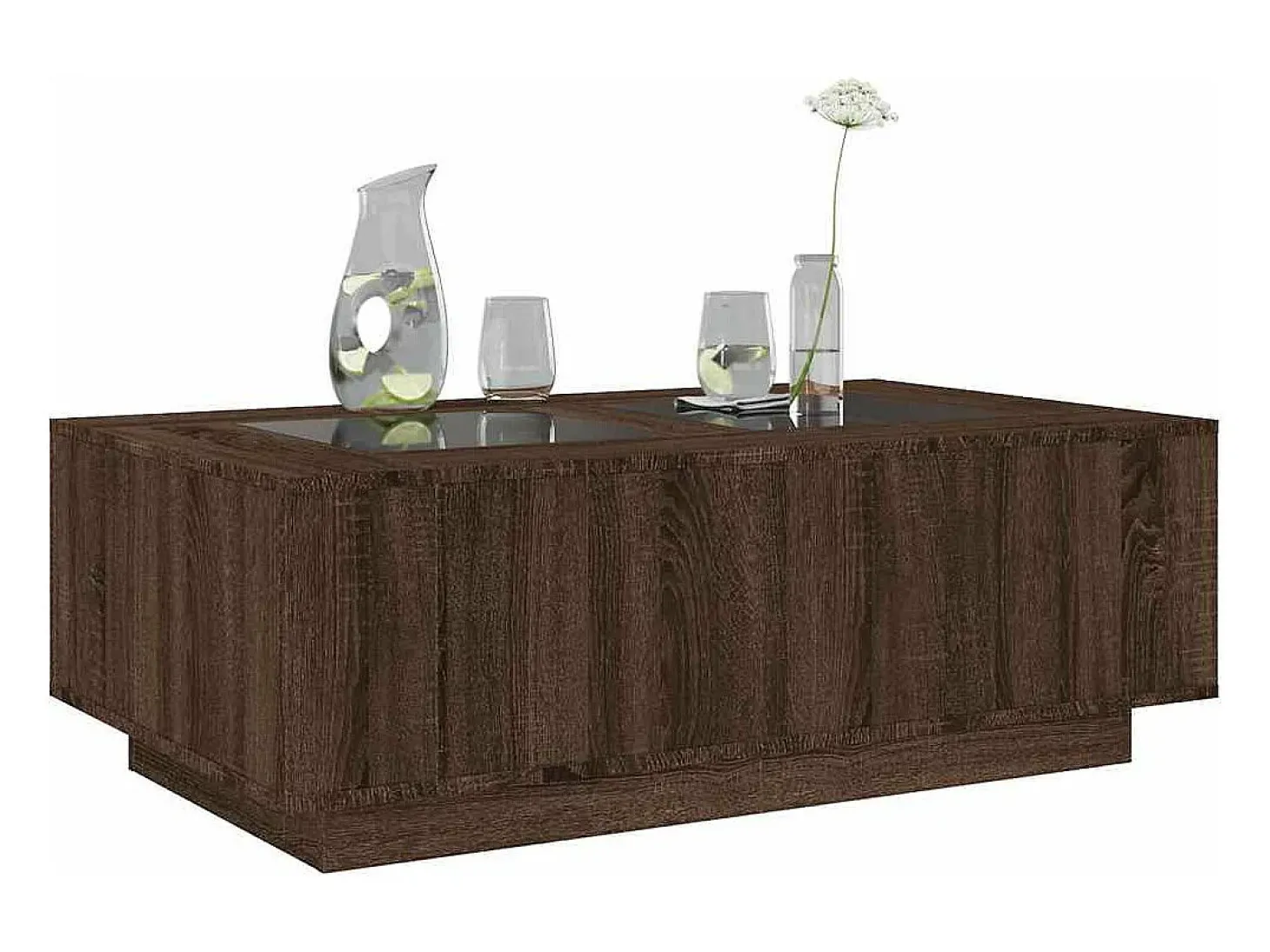 Mesa centro luzes LED Infinity 116x69x40 cm carvalho castanho