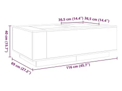Mesa centro luzes LED Infinity 116x69x40 cm carvalho castanho