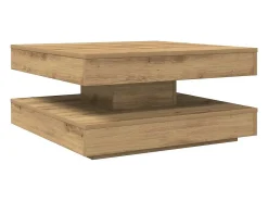 Mesa centro rotativa a 360graus 70x70x34,5cm carvalho artisiano