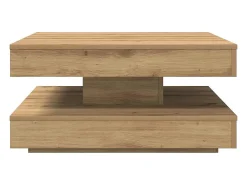 Mesa centro rotativa a 360graus 70x70x34,5cm carvalho artisiano