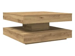 Mesa centro rotativa a 360graus 70x70x34,5cm carvalho artisiano