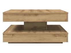 Mesa centro rotativa a 360graus 70x70x34,5cm carvalho artisiano