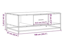 Mesa centro 100x57x35 cm deriv. madeira/metal carvalho castanho