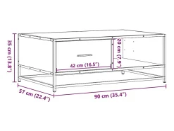 Mesa centro 90x57x35 cm deriv. madeira/metal carvalho castanho