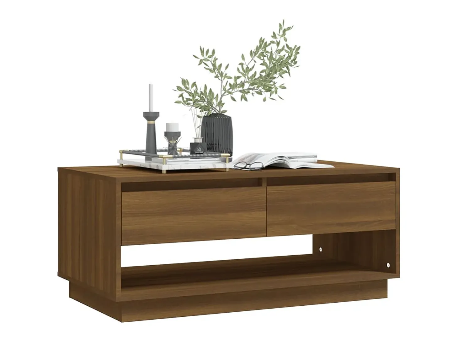 Mesa centro 102,5x55x44 cm derivados madeira carvalho castanho