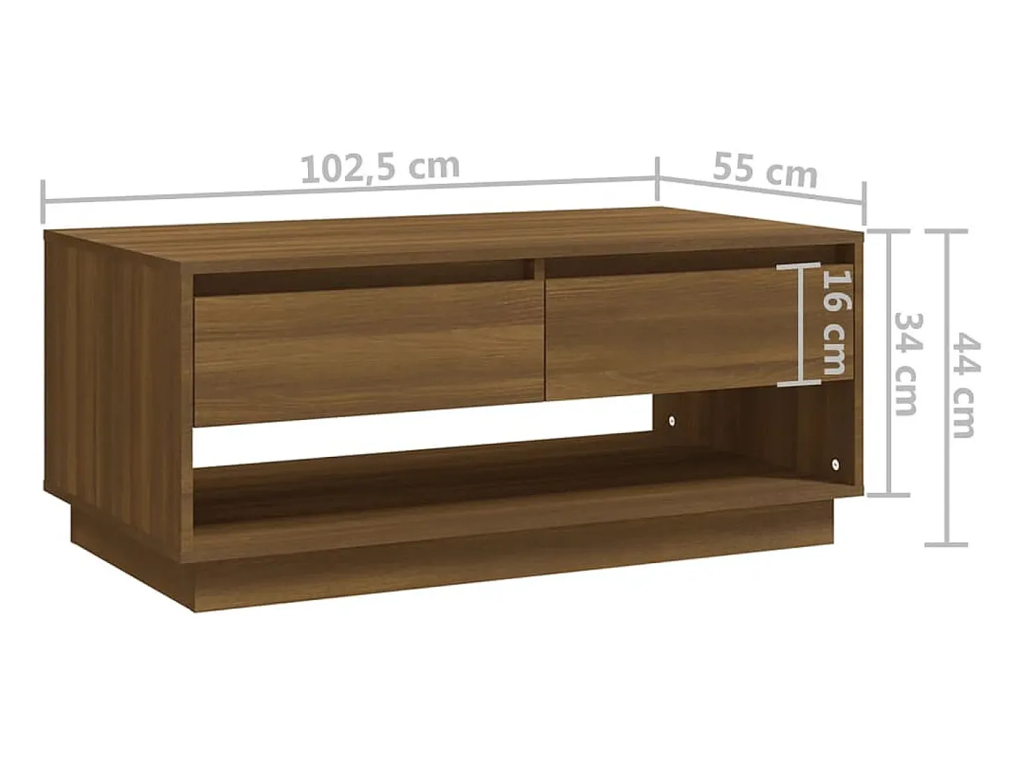Mesa centro 102,5x55x44 cm derivados madeira carvalho castanho