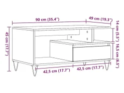 Mesa centro 90x49x45 cm derivados de madeira carvalho artisiano