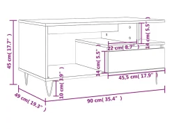 Mesa centro 90x49x45 cm derivados de madeira carvalho castanho