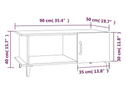 Mesa centro 90x50x40 cm derivados de madeira carvalho castanho
