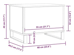 Mesa centro 60x44,5x45 cm derivados madeira carvalho artisiano