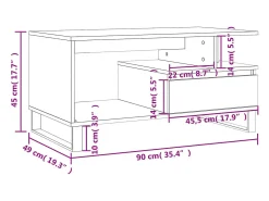 Mesa centro 90x49x45 cm derivados de madeira carvalho castanho