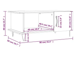Mesa centro 90x50x40 cm derivados de madeira carvalho castanho