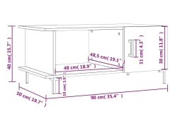 Mesa centro 90x50x40 cm derivados de madeira carvalho castanho