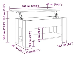 Mesa centro 101x49x52 cm madeira processada carvalho sonoma