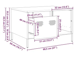 Mesa centro 68,5x50x43,5cm aço laminado a frio amarelo mostarda