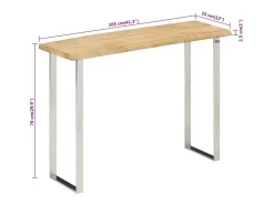 Mesa consola c/ borda viva 105x33x76cm madeira mangueira maciça