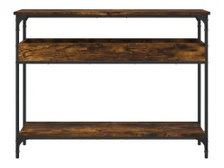 Mesa consola c/ prateleira derivados de madeira carvalho fumado