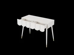 Mesa consola com 2 gavetas em forma de nuvem - Pés em metal - Branco e dourado