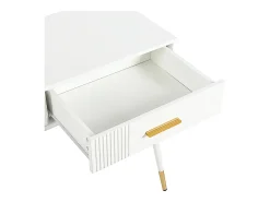 Mesa consola com 2 gavetas - Pés em metal - Branco e dourado