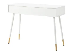 Mesa consola com 2 gavetas - Pés em metal - Branco e dourado