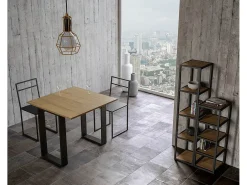 Mesa consola com abertura do livro 90x45/90 cm Tecno Libra Carvalho Natural quadro Antracite