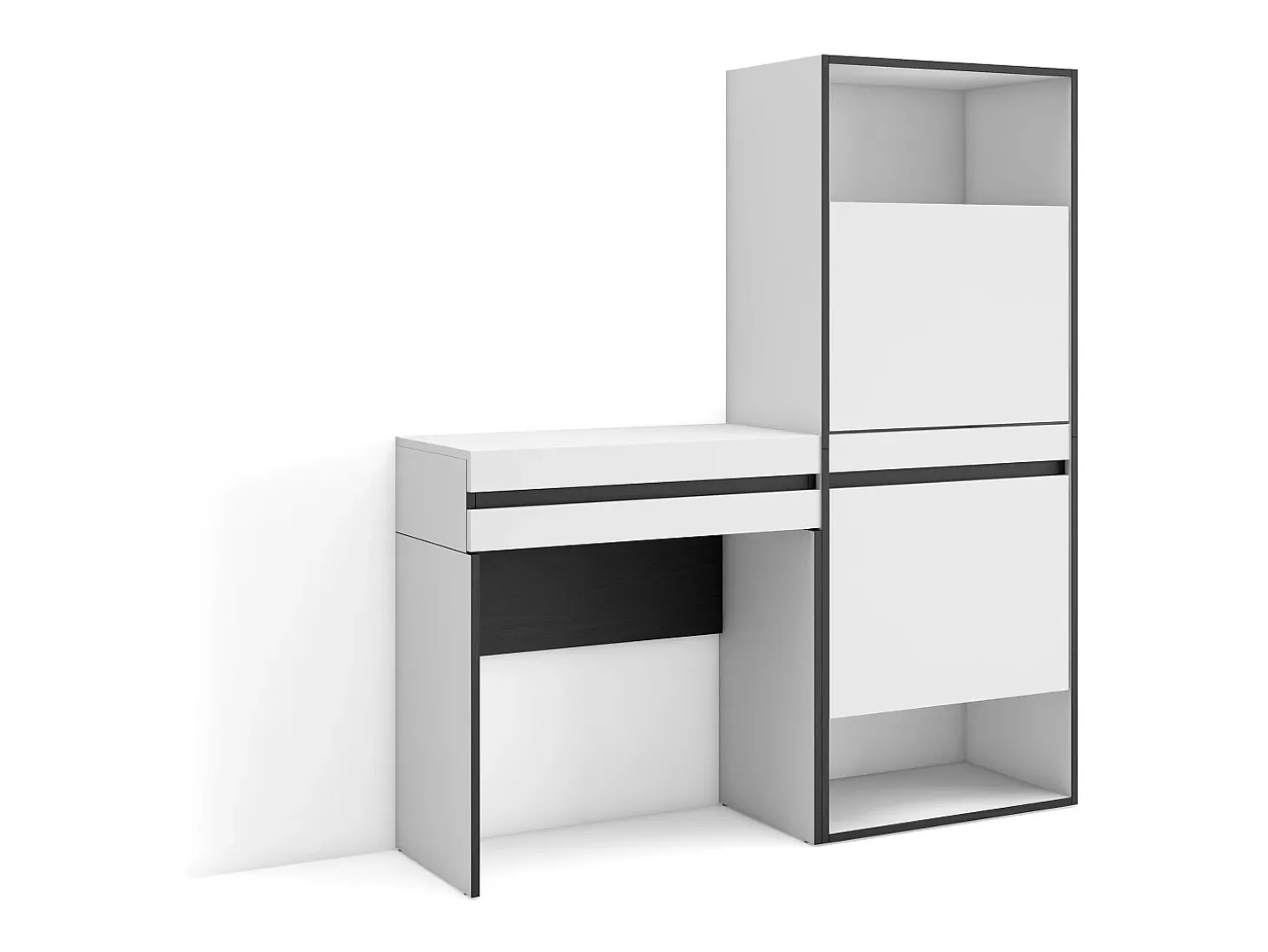Mesa consola de entrada, 130x35x145cm, Com gaveta, Sapateira, Branco