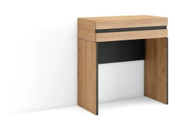 Mesa consola de entrada, 70x35x75cm, Com gaveta, Com Armazenamento, Carvalho