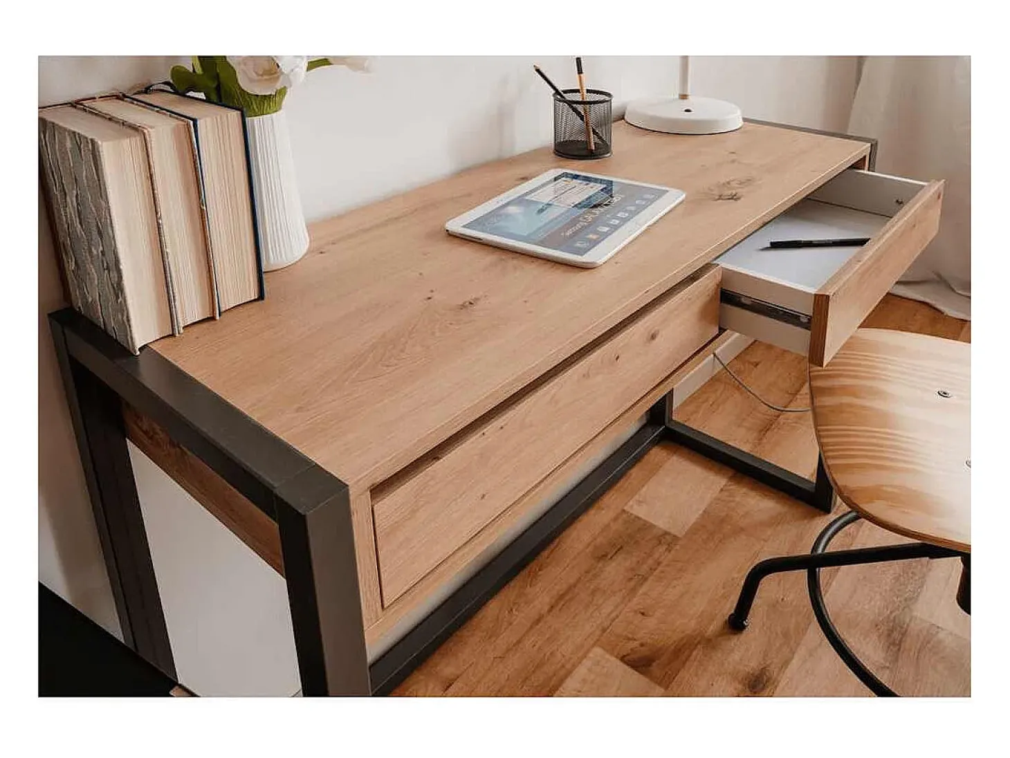 Mesa consola Denver 44 carvalho artesanal cinzento antracite