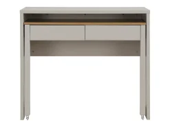 Mesa consola extensível com 2 gavetas nas cores bege e natural - LOAVIA