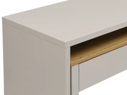 Mesa consola extensível com 2 gavetas nas cores bege e natural - LOAVIA