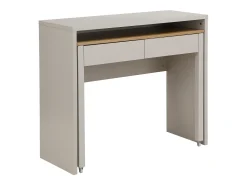 Mesa consola extensível com 2 gavetas nas cores bege e natural - LOAVIA