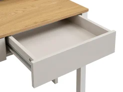 Mesa consola extensível com 2 gavetas nas cores bege e natural - LOAVIA