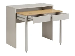 Mesa consola extensível com 2 gavetas nas cores bege e natural - LOAVIA