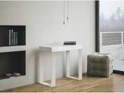 Mesa consola extensível 90x40/300 cm Tecno Cinza Branca quadro Branco