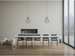 Mesa consola extensível 90x40/300 cm Tecno Cinza Branca quadro Branco