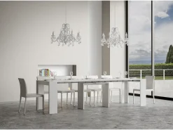 Mesa consola extensível 90x42/302 cm Mia Cinza Branca