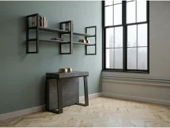 Mesa consola extensível 90x40/288 cm Asia Cimento quadro Antracite