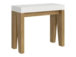 Mesa consola extensível 90x40/300 cm Naxy Mix plano Cinza Branca - estrutura Carvalho Natural
