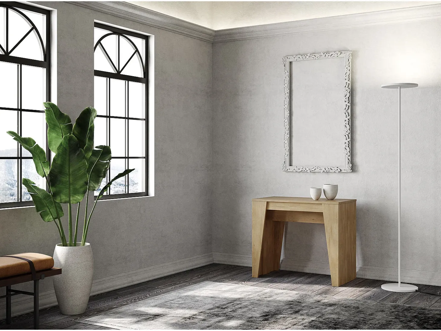 Mesa consola extensível 90x48/204 cm Anvar Small carvalho natural