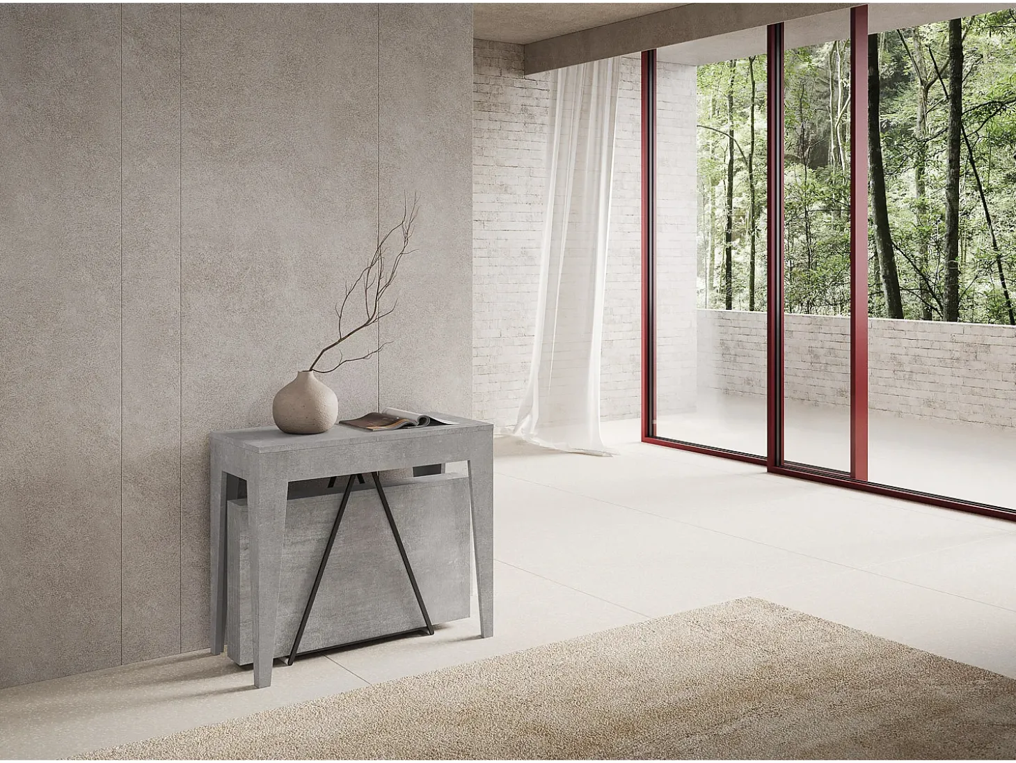 Mesa consola extensível 90x42/302 cm Zima cimento