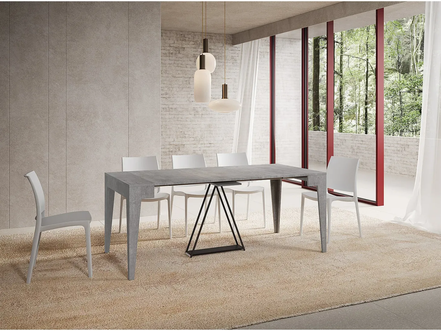 Mesa consola extensível 90x42/302 cm Zima cimento
