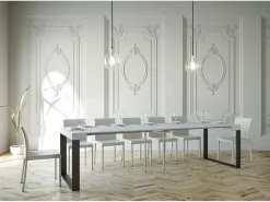 Mesa consola extensível 90x40/300 cm Elettra Cinza Branca quadro Antracite