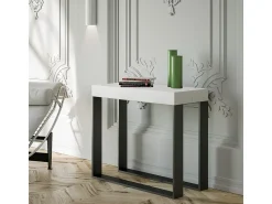 Mesa consola extensível 90x40/300 cm Elettra Cinza Branca quadro Antracite