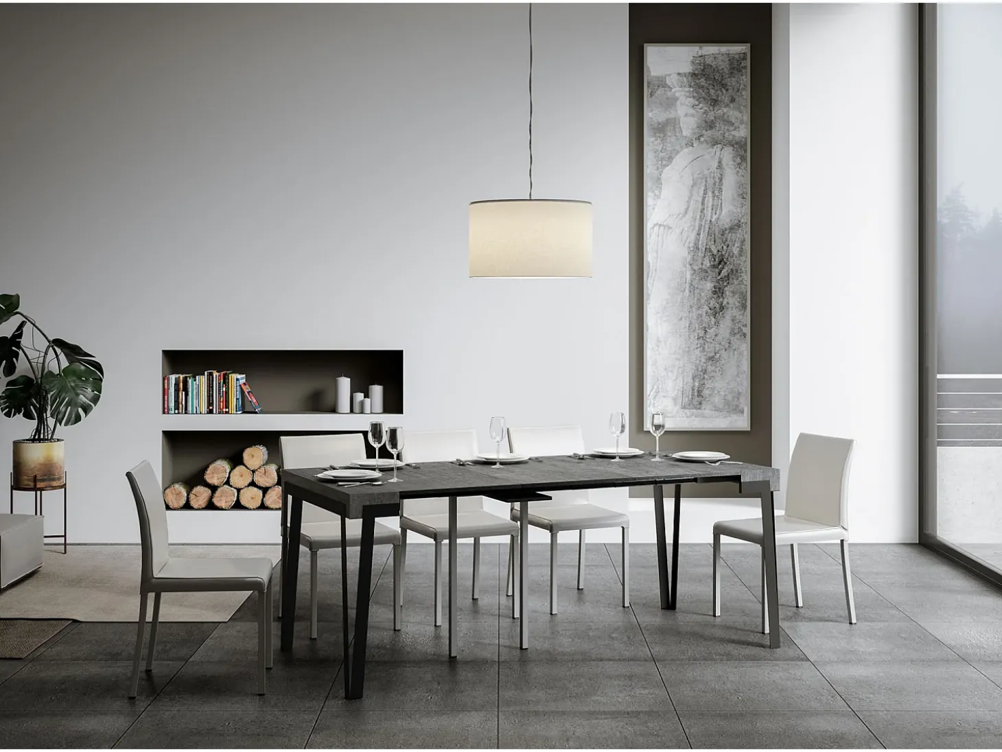 Mesa consola extensível 90x40/300 cm Rio Cimento quadro Ferrugem