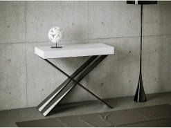 Mesa consola extensível 90x40/196 cm Diago Small Premium Cinza Branca quadro Antracite