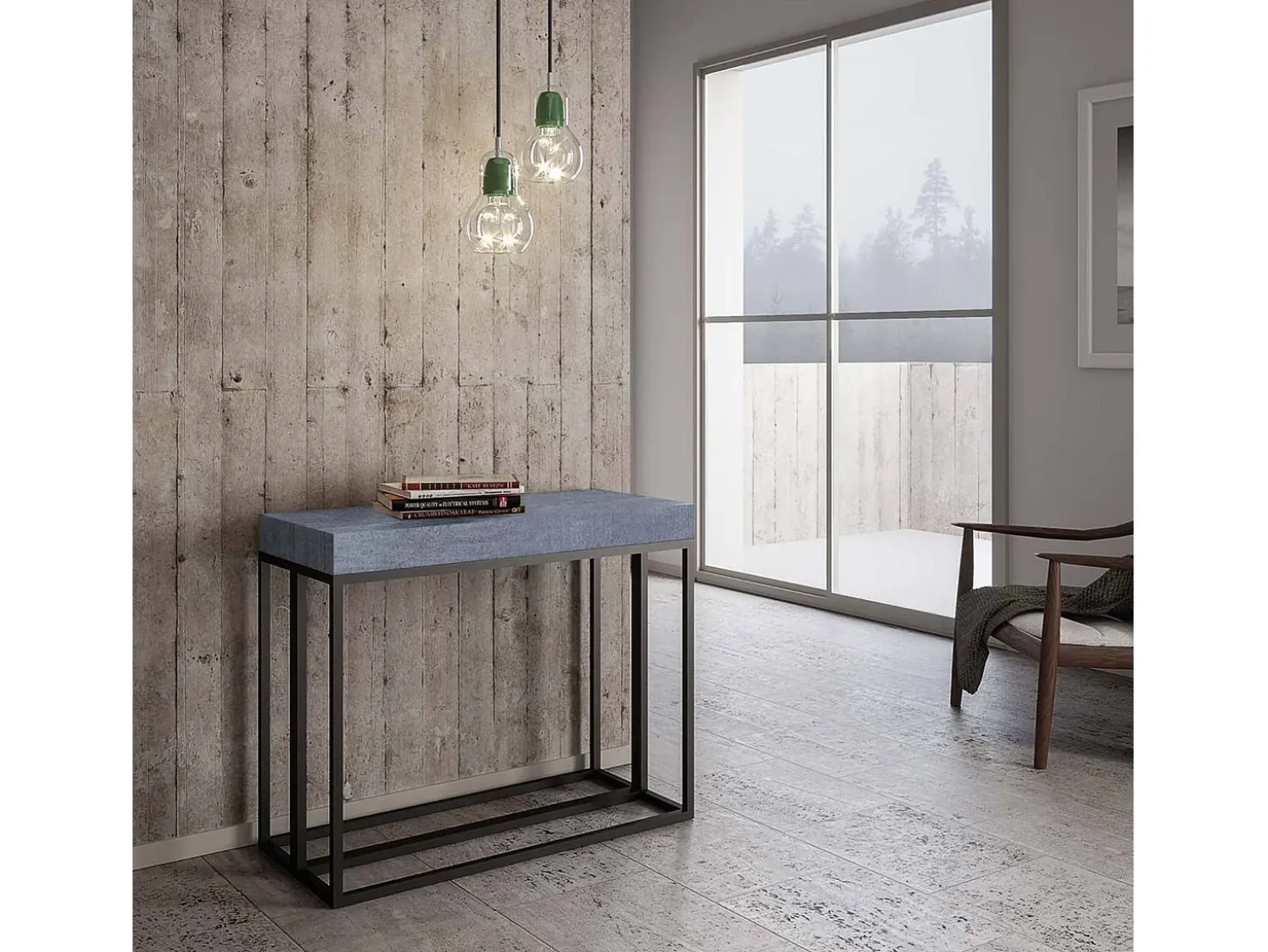 Mesa consola extensível 90x40/300 cm Epoca Cimento quadro Antracite