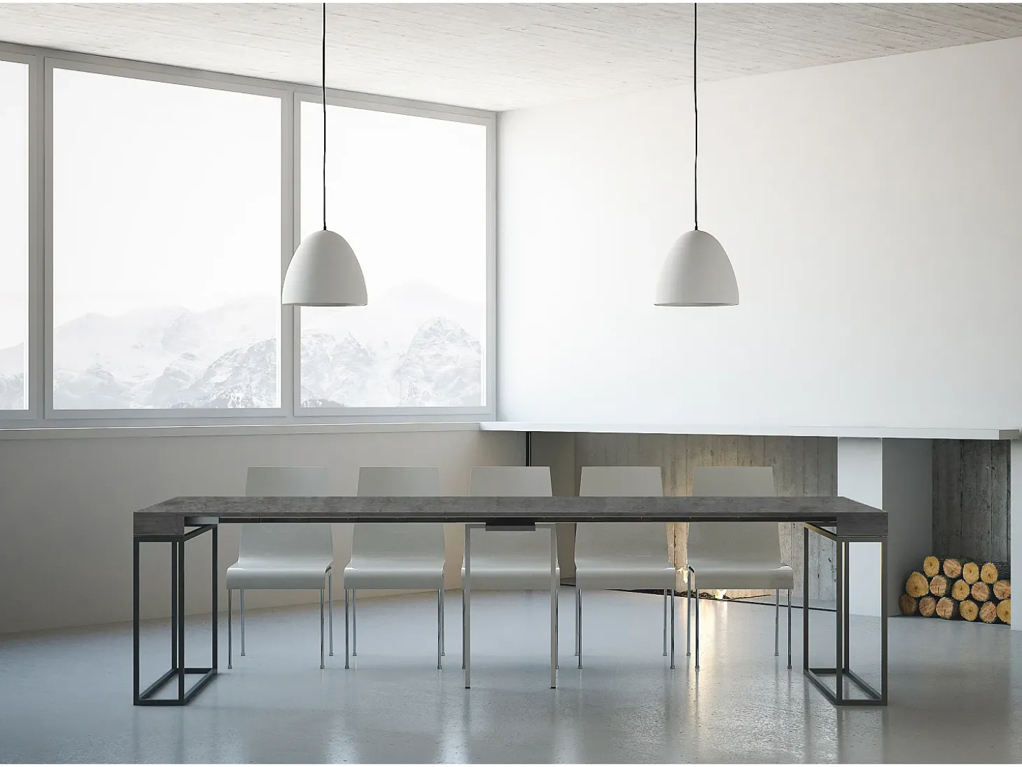 Mesa consola extensível 90x40/300 cm Epoca Cimento quadro Antracite