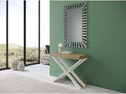 Mesa consola extensível 90x40/300 cm Diago Carvalho Natural quadro Branco